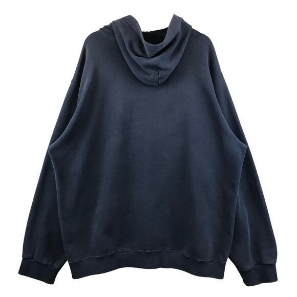 Vintage Y2K NIKE‎ Center Mini Swoosh Check Hoodie Faded Navy Blue Sz 2XL - Picture 2 of 15